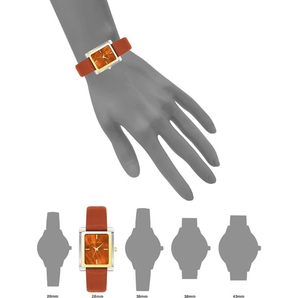 Women's Gold Tone Leather Strap Water Resistant Quartz Movement Watch - Picture 4 of 5